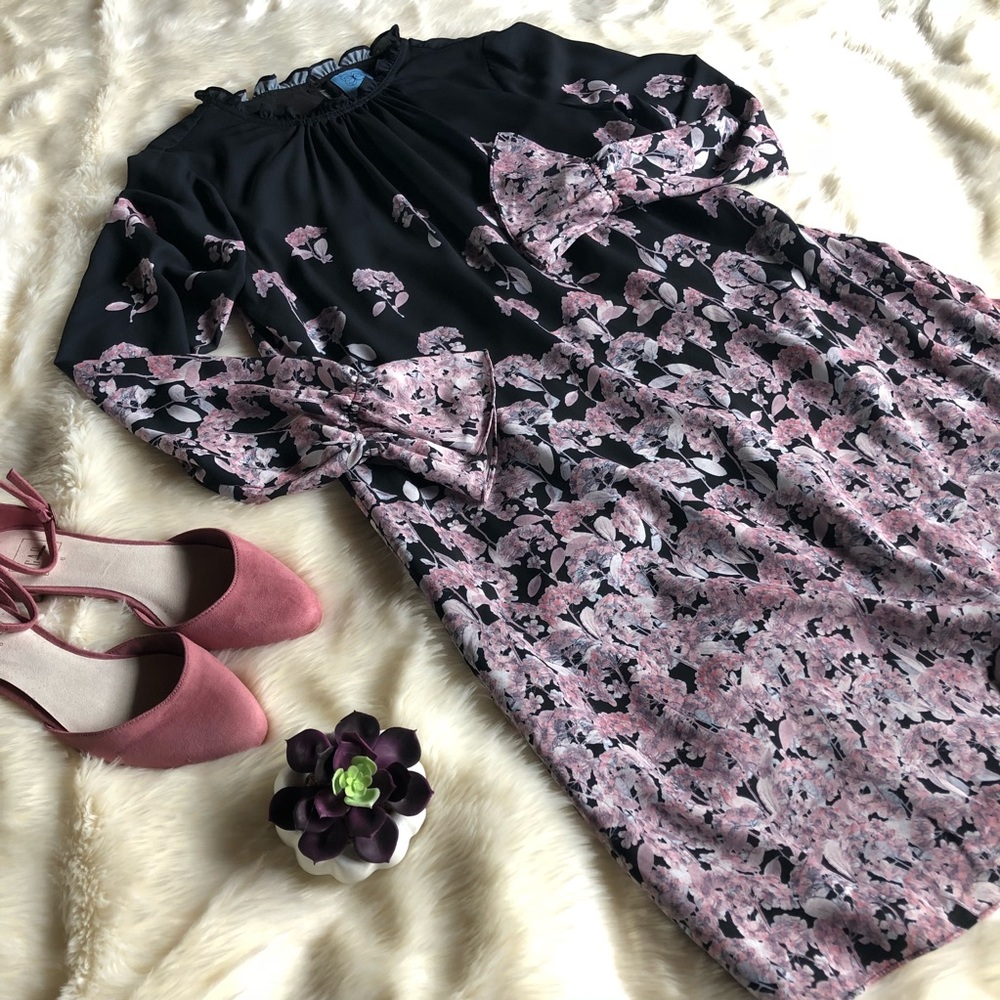 NWT CeCe Long Sleeve Dress with Floral Pattern 6